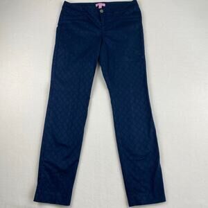 Lilly Pulitzer Kelly Textured Ankle Length Skinny Pant Midnight Navy Size 4